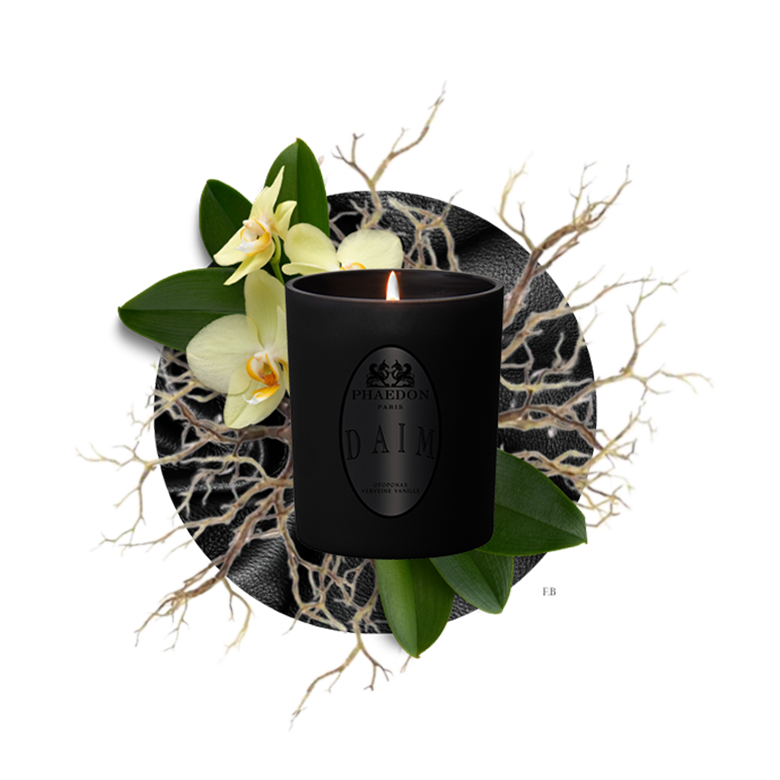 DAIM, PHAEDON PARIS, Scented candle, Leather, Vanilla and woody fragrance, powerful and diffusing, Opoponax, Leather & Vanilla
